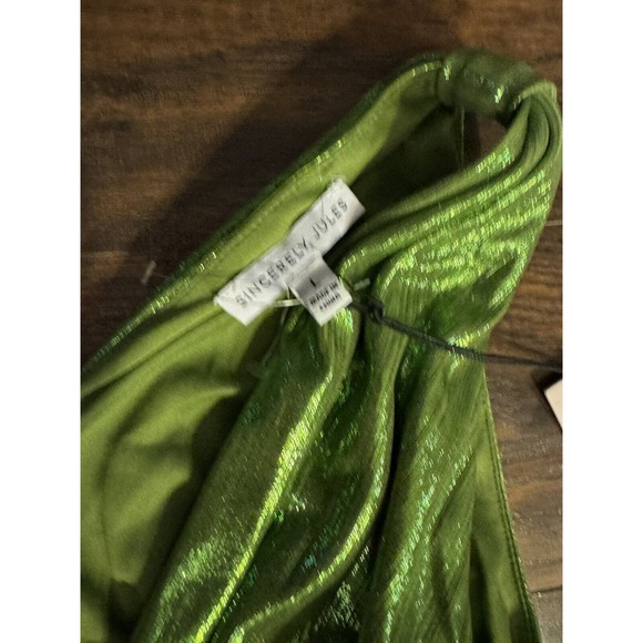 Sincerely Jules Green Metallic Maxi Party Dress Size Large - Picture 6 of 8